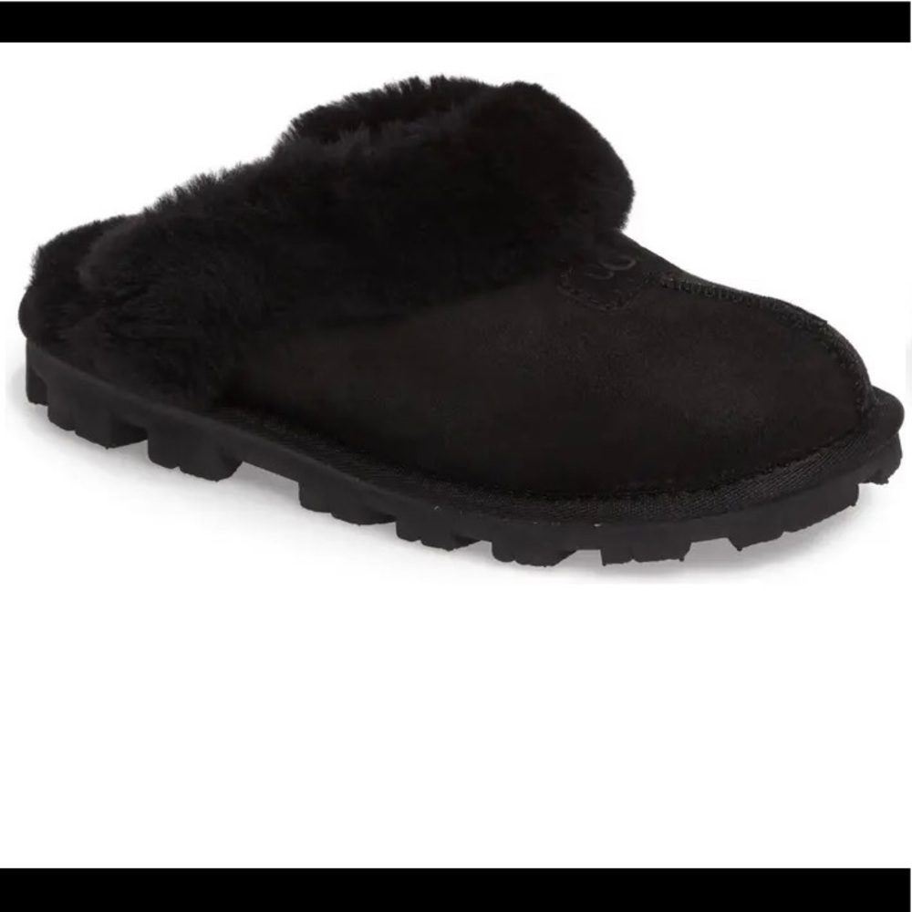 Ugg Genuine Shearling Slippers Size 7 Black